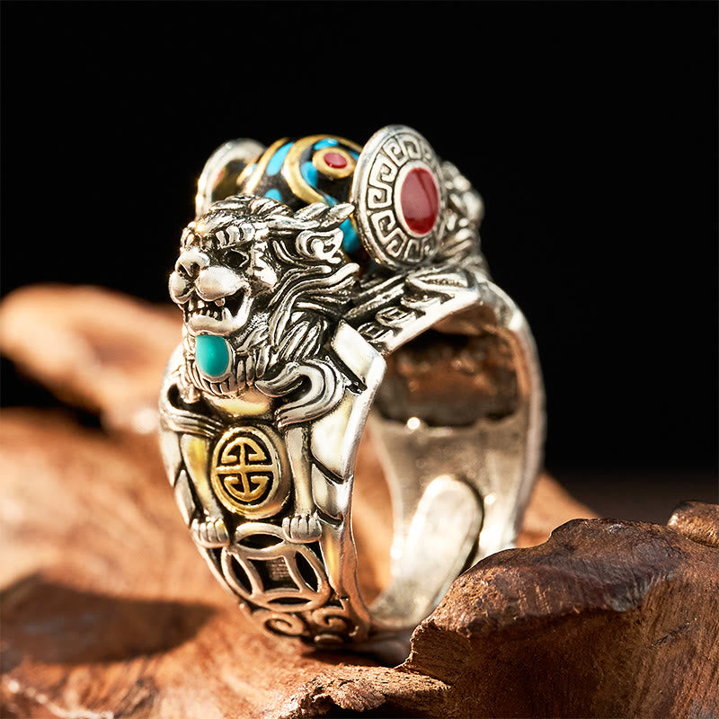 FuAttract Wealth & Luck Vintage Turquoise Amulet Pixiu Attract Prosperity Ring - image 2