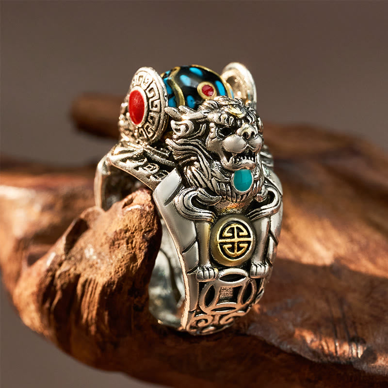 FuAttract Wealth & Luck Vintage Turquoise Amulet Pixiu Attract Prosperity Ring - image 1