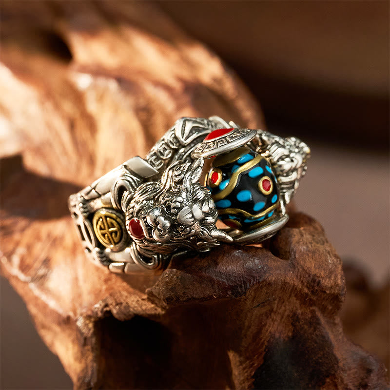 FuAttract Wealth & Luck Vintage Turquoise Amulet Pixiu Attract Prosperity Ring - image 6