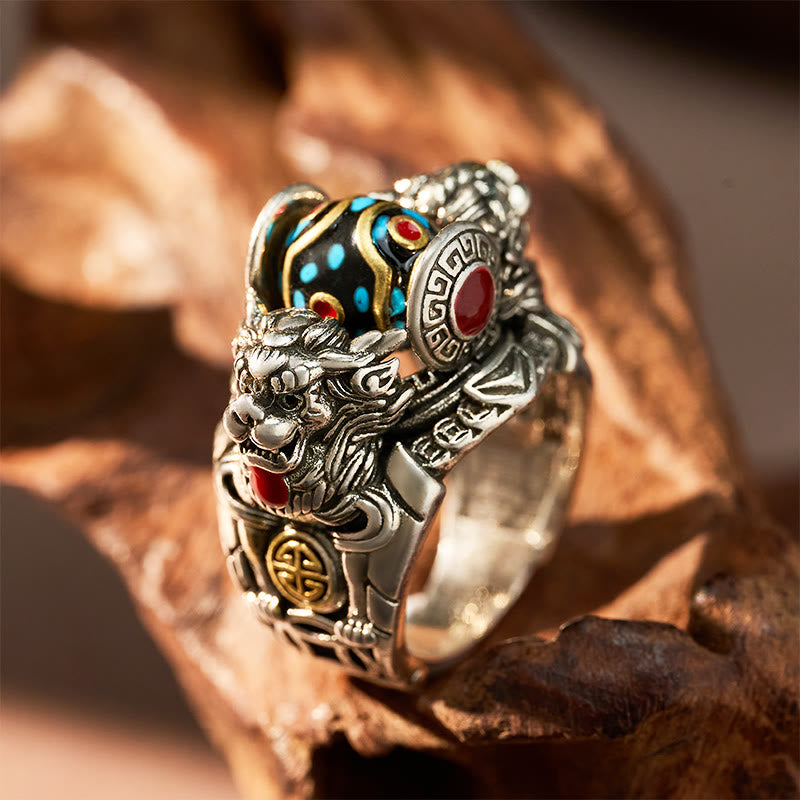 FuAttract Wealth & Luck Vintage Turquoise Amulet Pixiu Attract Prosperity Ring - image 5