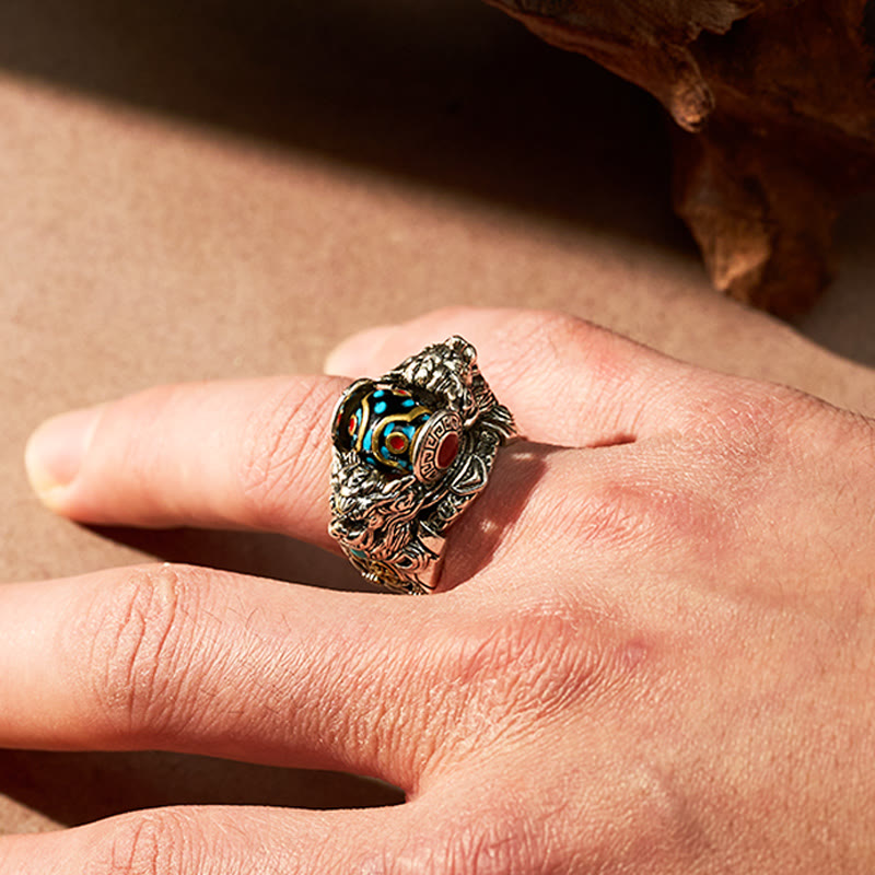 FuAttract Wealth & Luck Vintage Turquoise Amulet Pixiu Attract Prosperity Ring - image 3