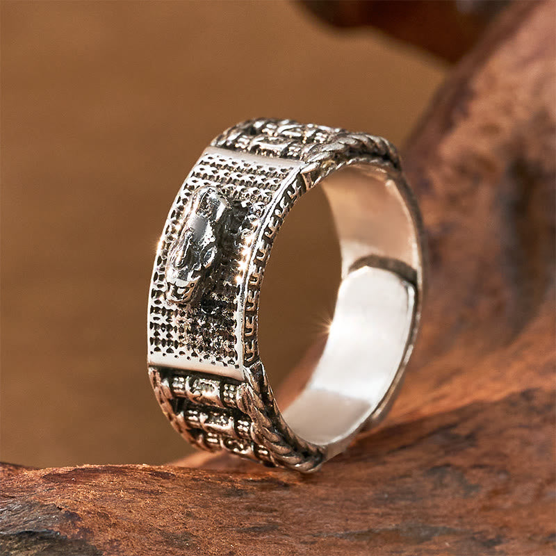 FuAttract Pixiu Wealth & Abundance Prayer Wheel Ring | Feng Shui Luck - Silver - Men - image 11