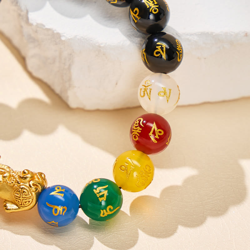 FuAttract Wealth & Protection Five-Element Agate Mantra Amulet for Luck Pixiu Bracelet - image 5
