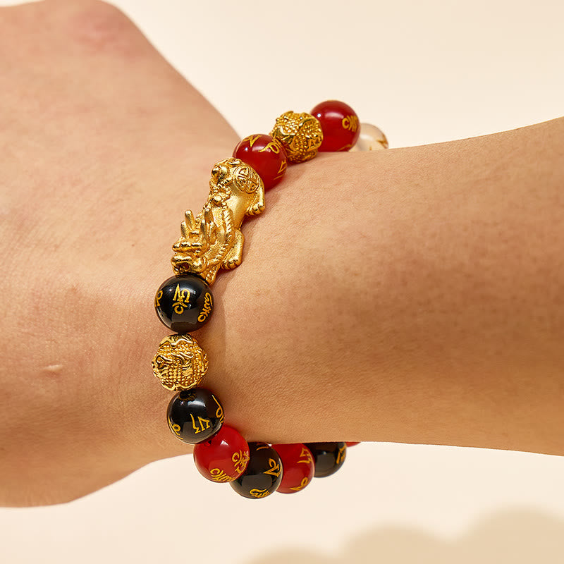 FuAttract Red Black Agate Mantra Beads to Attract Prosperity Pixiu Bracelet - image 4