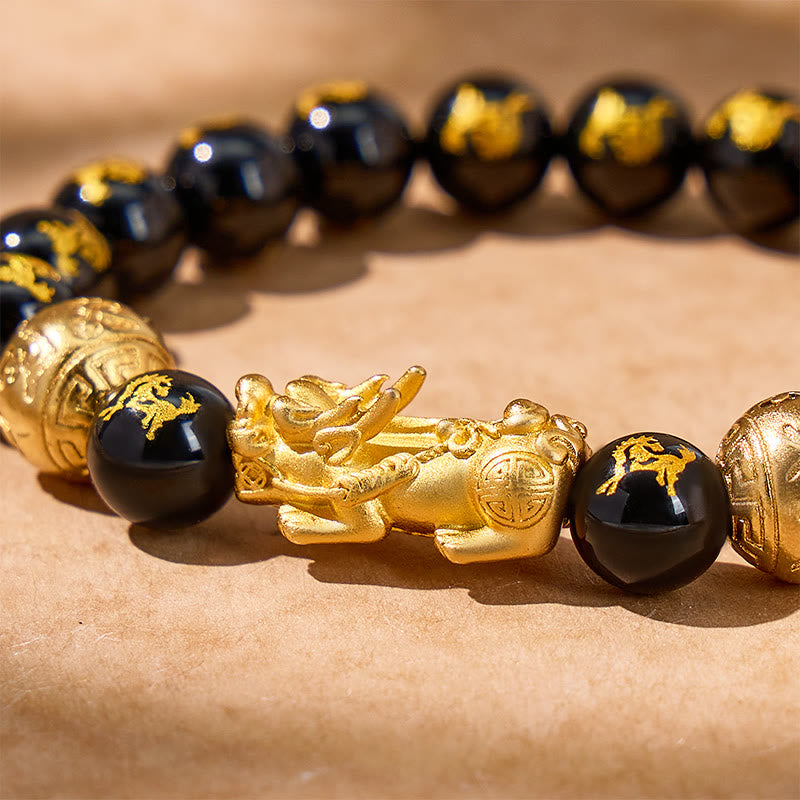 FuAttract Wealth Attraction Chinese Zodiac Pixiu & Obsidian Beads Bracelet - image 4