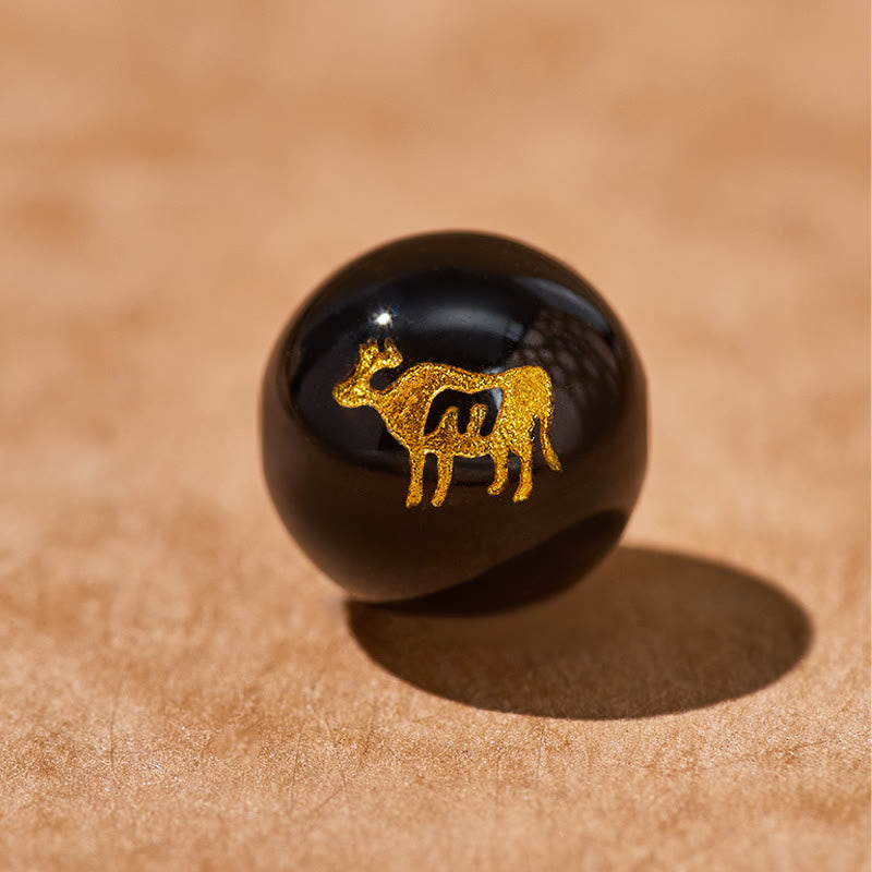 FuAttract Wealth Attraction Chinese Zodiac Pixiu & Obsidian Beads Bracelet - Ox - 10mm - image 12