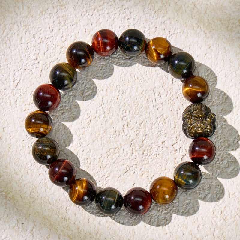 FuAttract Triple Tiger's Eye and Chinese Zodiac for Strength Bracelet - Pig - 10mm - image 4