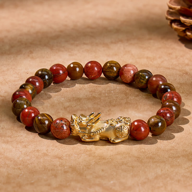 FuAttract Vitality & Wealth Attraction Bracelet: Tiger's Eye Beads with Gold Pixiu - image 6