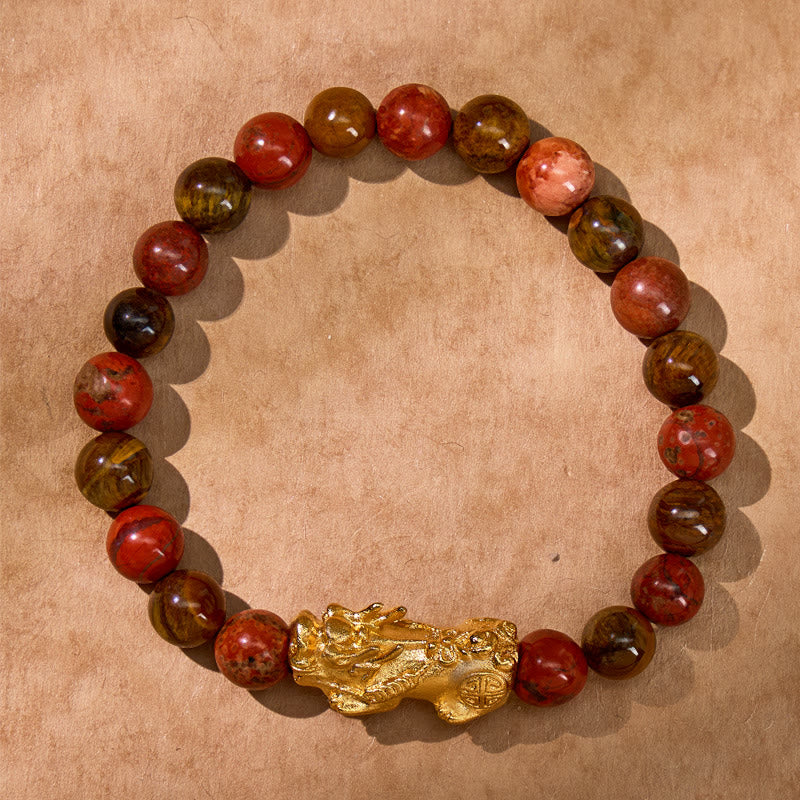 FuAttract Vitality & Wealth Attraction Bracelet: Tiger's Eye Beads with Gold Pixiu - image 2