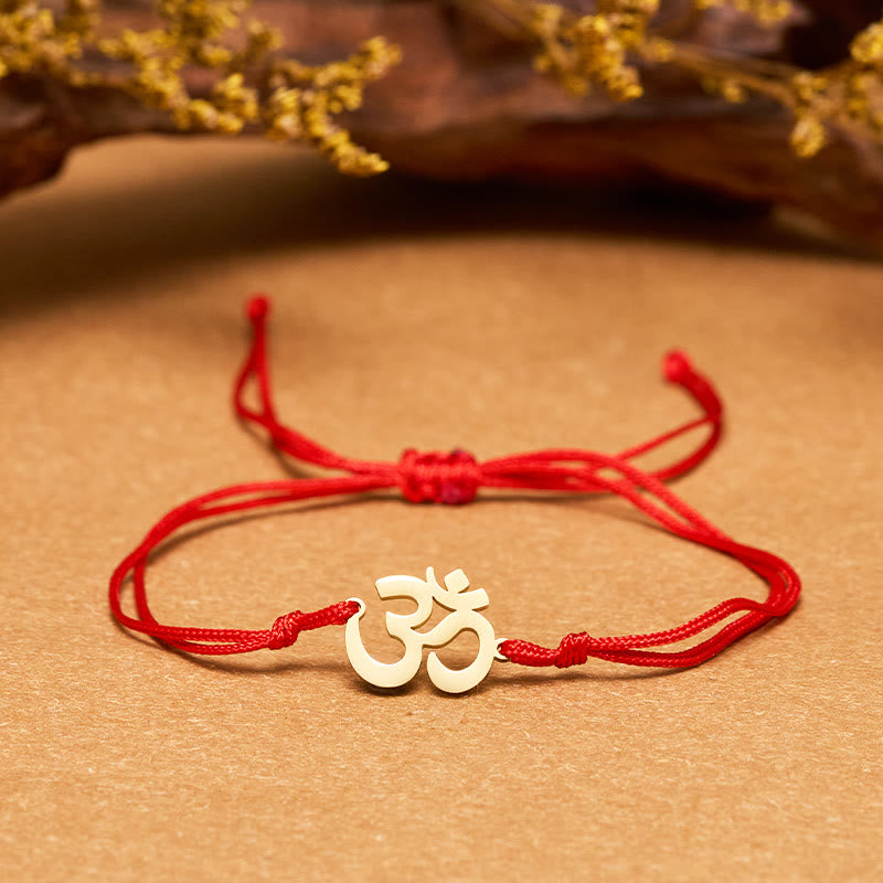 FuAttract Om Protection Red String Bracelet – Sacred Yoga Symbol for Calm & Balance - Red - image 0