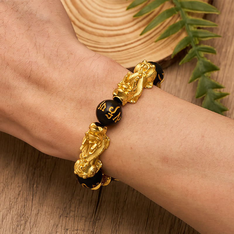 FuAttract Abundance & Protection Double Pixiu Black Obsidian Bracelet - image 3