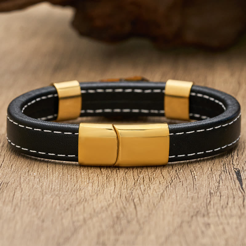 FuAttract Wealth & Protection Leather Pixiu Bracelet with Tiger's Eye Jade & Obsidian - image 5