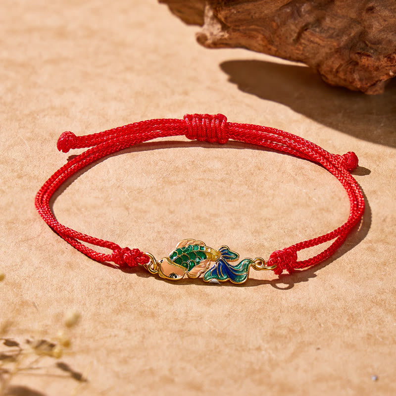 FuAttract Koi Fish Red String Bracelet with Double-Sided Enamel Pendant - Koi - image 0