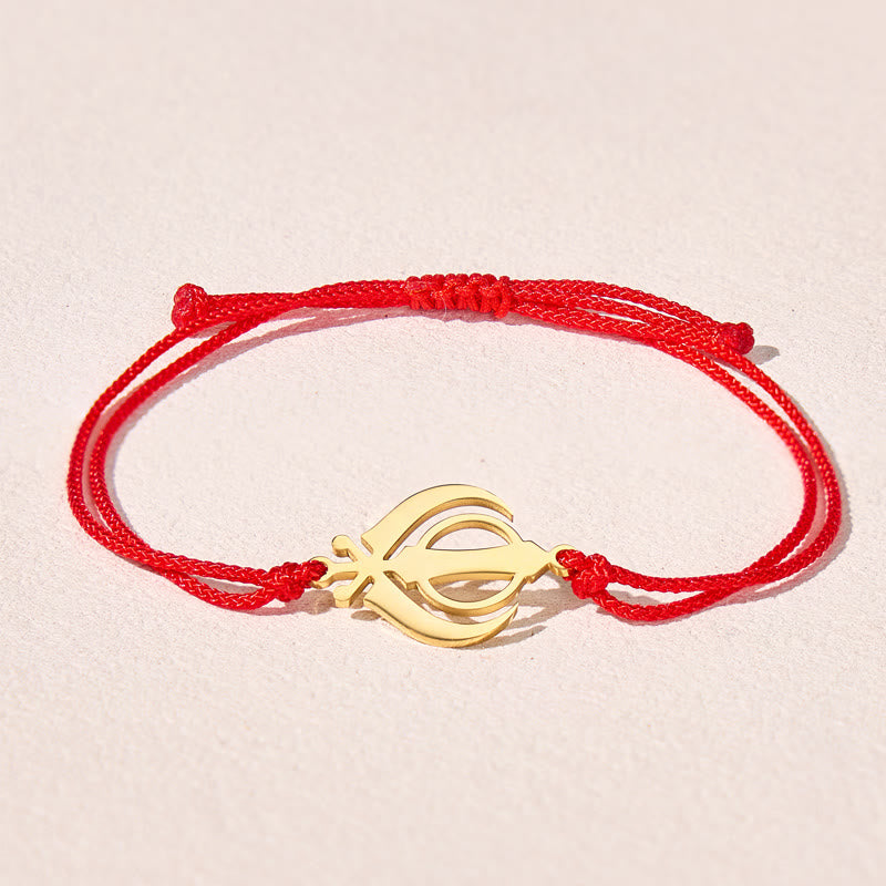 FuAttract Protective Strength Adjustable Khanda Symbol Red String Sikh Bracelet - image 2
