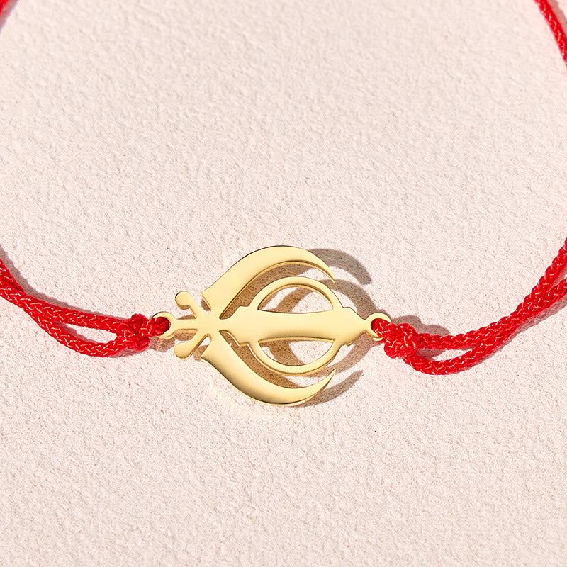 FuAttract Protective Strength Adjustable Khanda Symbol Red String Sikh Bracelet - image 5
