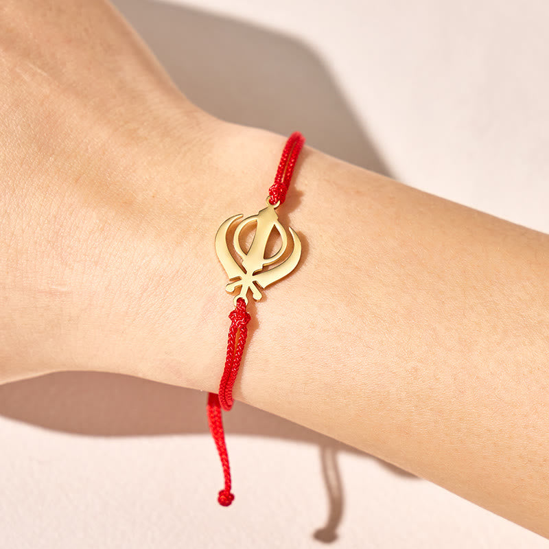 FuAttract Protective Strength Adjustable Khanda Symbol Red String Sikh Bracelet - image 4