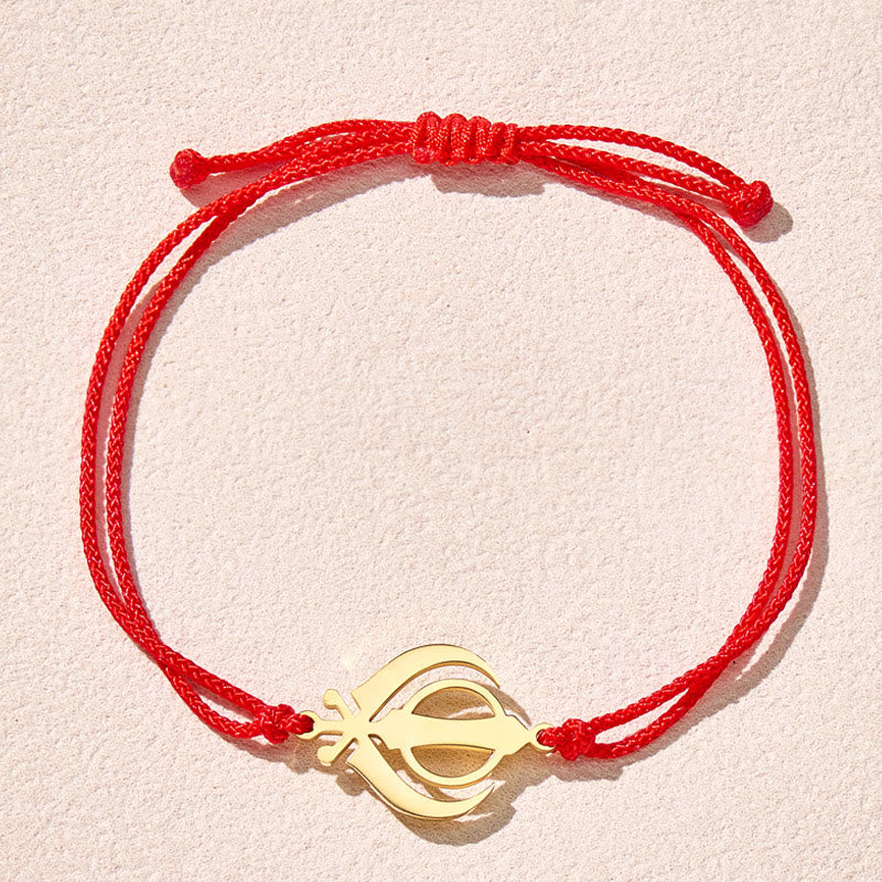 FuAttract Protective Strength Adjustable Khanda Symbol Red String Sikh Bracelet - image 1