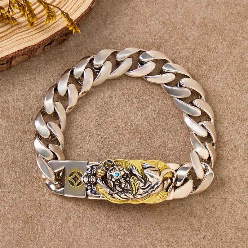 FuAttract Good Luck Amulet Attract Wealth Pixiu Feng Shui Cuban Chain Bracelet - image 1
