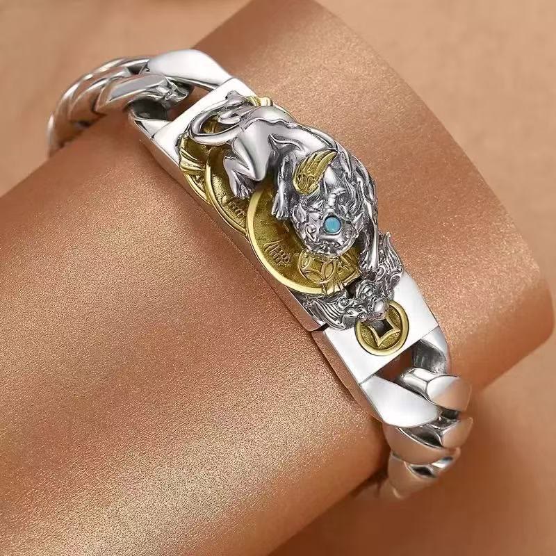 FuAttract Good Luck Amulet Attract Wealth Pixiu Feng Shui Cuban Chain Bracelet - image 2
