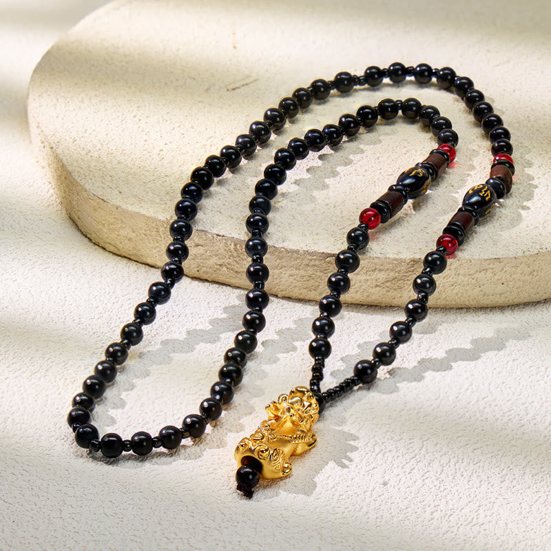 FuAttract Ultimate Protection Feng Shui Black Obsidian Mantra Beads with Pixiu Necklace - image 5