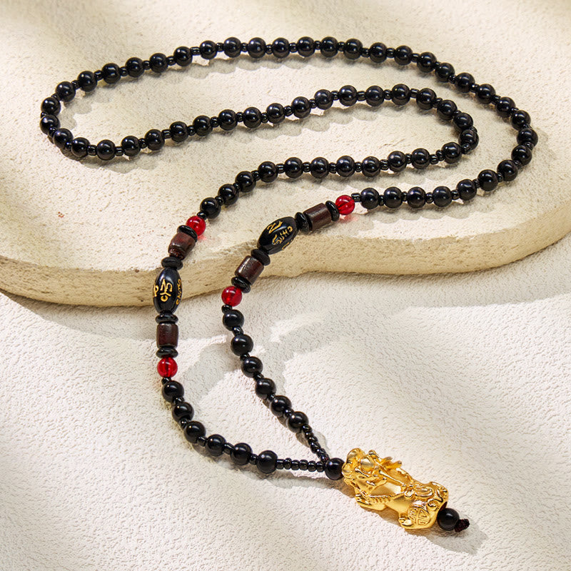 FuAttract Ultimate Protection Feng Shui Black Obsidian Mantra Beads with Pixiu Necklace - image 2