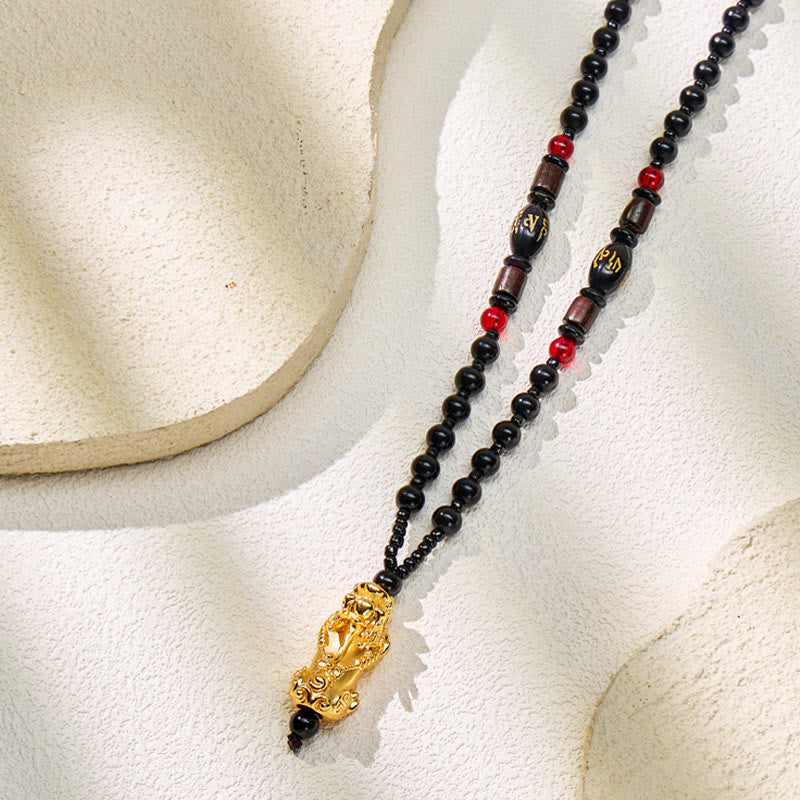 FuAttract Ultimate Protection Feng Shui Black Obsidian Mantra Beads with Pixiu Necklace - image 1