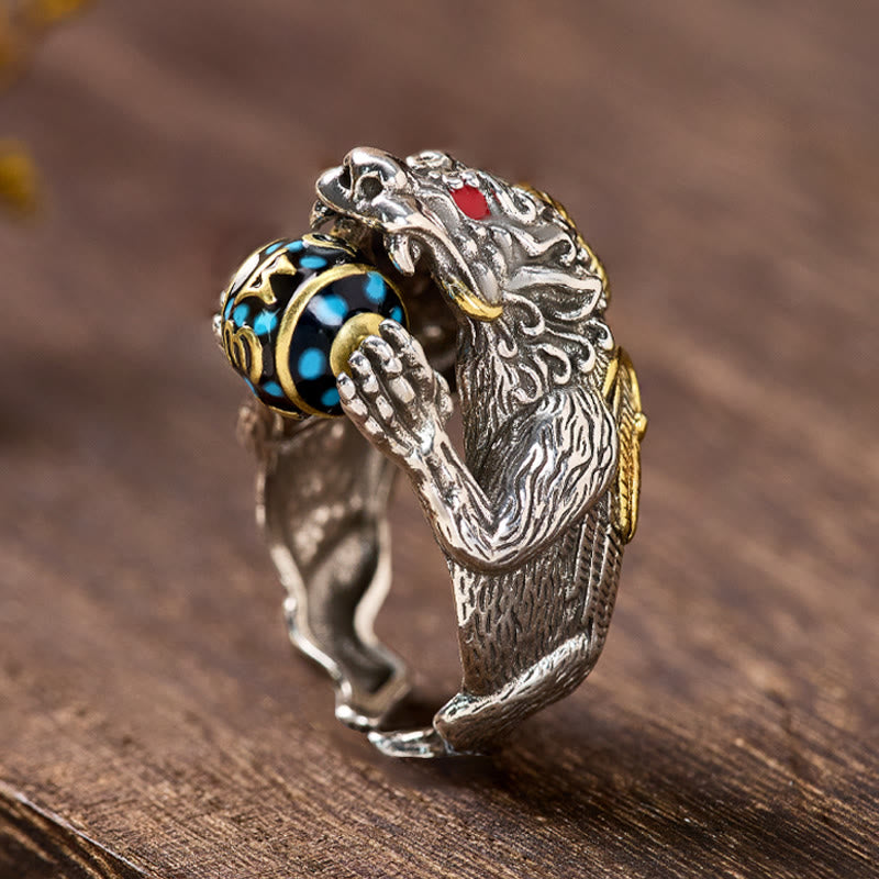 FuAttract Stress Relief & Spiritual Luck Pixiu Hold Rotating Mantra Bead Ring - Pixiu - image 0