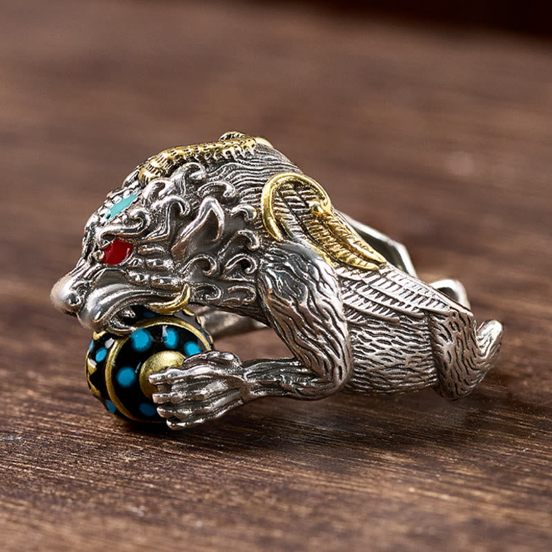 FuAttract Stress Relief & Spiritual Luck Pixiu Hold Rotating Mantra Bead Ring - image 1