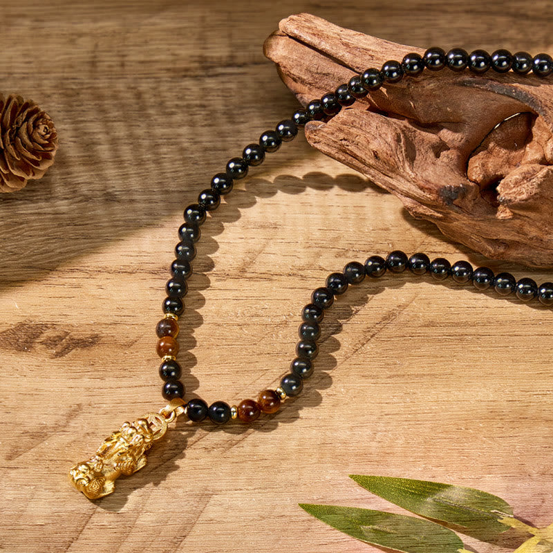 FuAttract Attract Wealth & Protection Feng Shui Black Obsidian & Tiger Eye Necklace - image 3