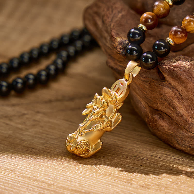 FuAttract Attract Wealth & Protection Feng Shui Black Obsidian & Tiger Eye Necklace - image 5