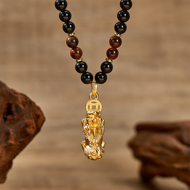 FuAttract Attract Wealth & Protection Feng Shui Black Obsidian & Tiger Eye Necklace - image 2