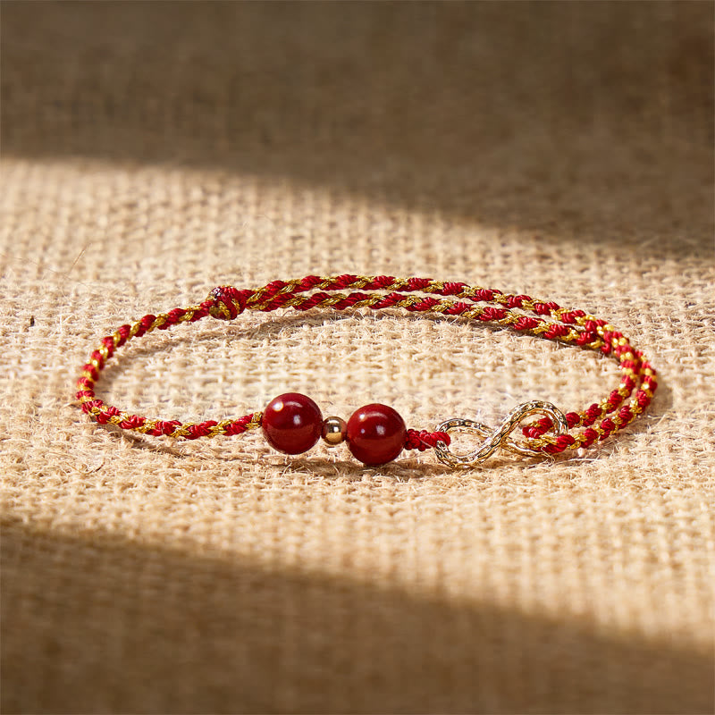 FuAttract Good Luck & Protection Infinity Charm with Cinnabar Beads Red String Bracelet - Dark Red & Gold - image 11
