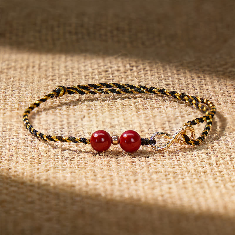 FuAttract Good Luck & Protection Infinity Charm with Cinnabar Beads Red String Bracelet - Black & Gold - image 0