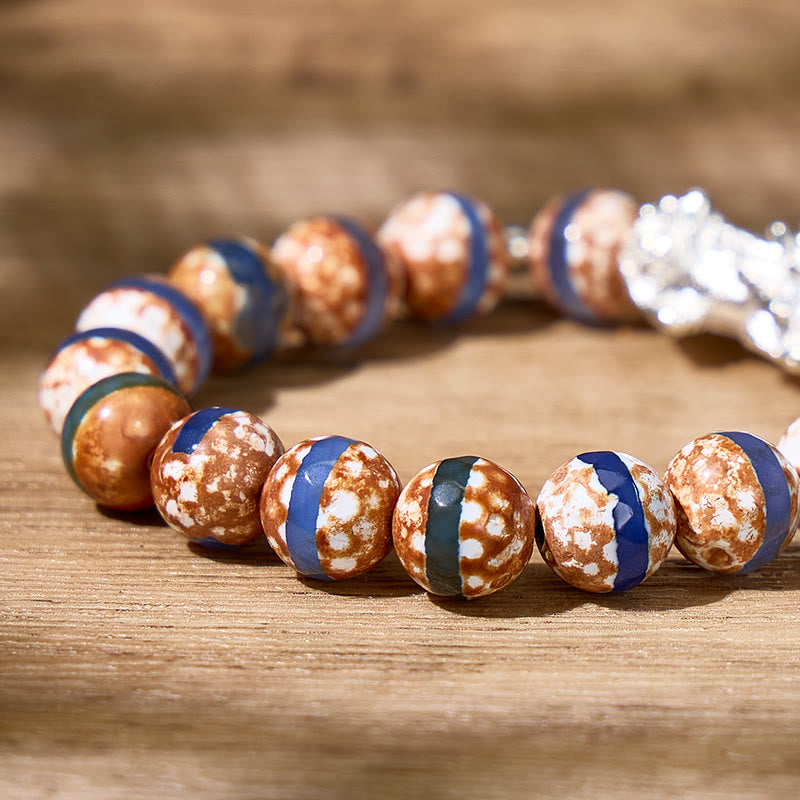 FuAttract Manifest Grounded Balance & Luck Banded Tibetan Agate Pixiu Bracelet - image 6