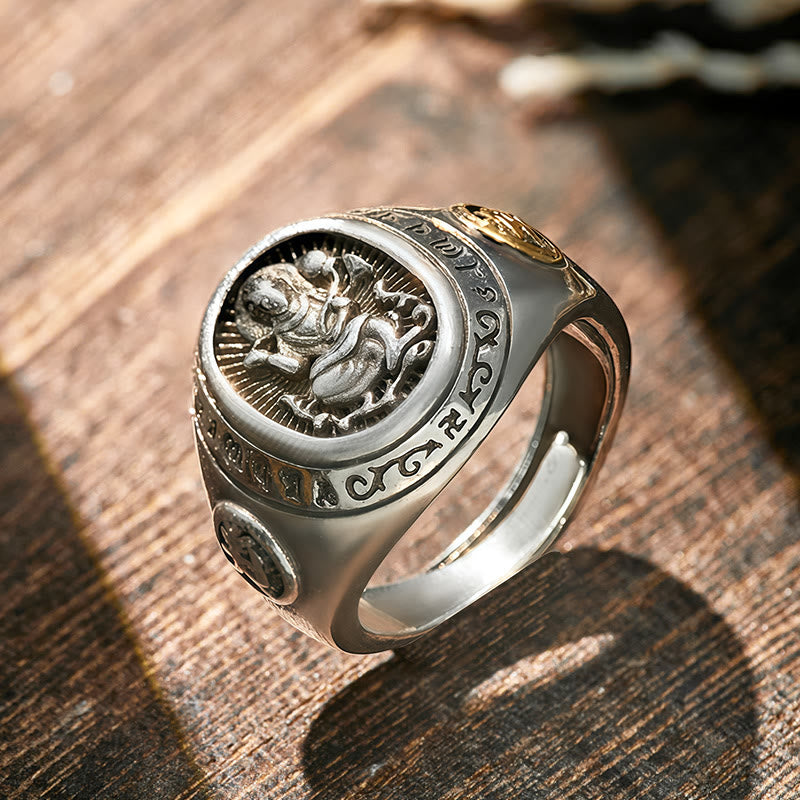 FuAttract Peace & Protection Energy Mantra Chinese Zodiac Amulet Ring - Samantabhadra Bodhisattva - Dragon/Snake - image 0