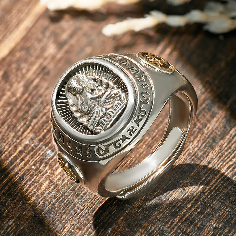 FuAttract Peace & Protection Energy Mantra Chinese Zodiac Amulet Ring - Mahavairocana Buddha Bodhisattva - Goat/Monkey - image 8