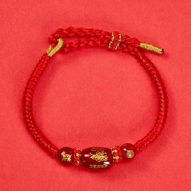 FuAttract Red Agate Chinese Zodiac Red String – Braided Protection & Fortune Bracelet - Red Agate Chinese Zodiac-Goat - image 0