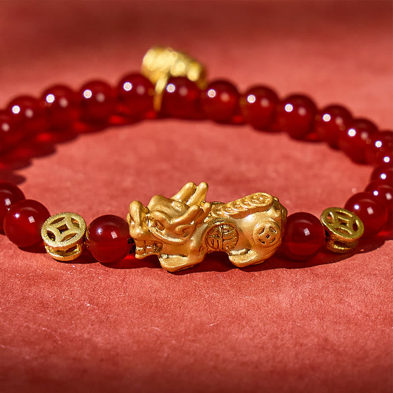 FuAttract Emotional Balance & Wealth Protection Red & White Agate Pixiu Bracelet - image 8