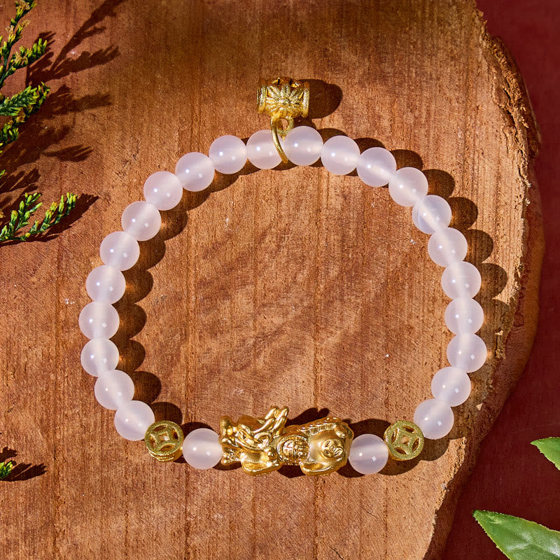 FuAttract Emotional Balance & Wealth Protection Red & White Agate Pixiu Bracelet - image 5