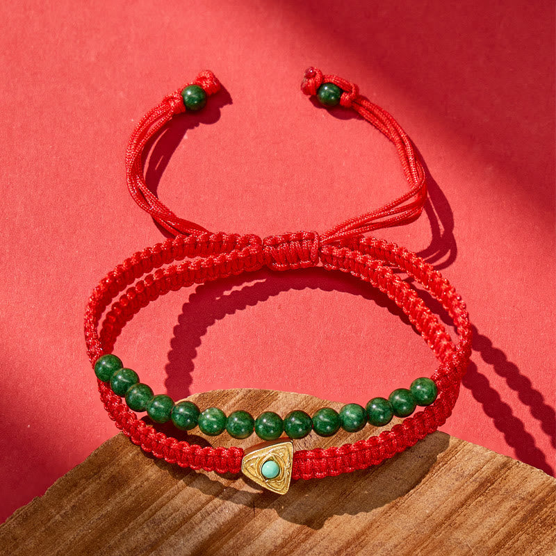 FuAttract Wealth Prosperity Harmony Inner Strength Jade Evil Eye Red String Bracelet - image 2