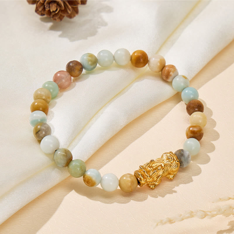 FuAttract Clarity & Prosperity Energy Protection Amazonite Pixiu Bracelet - image 2