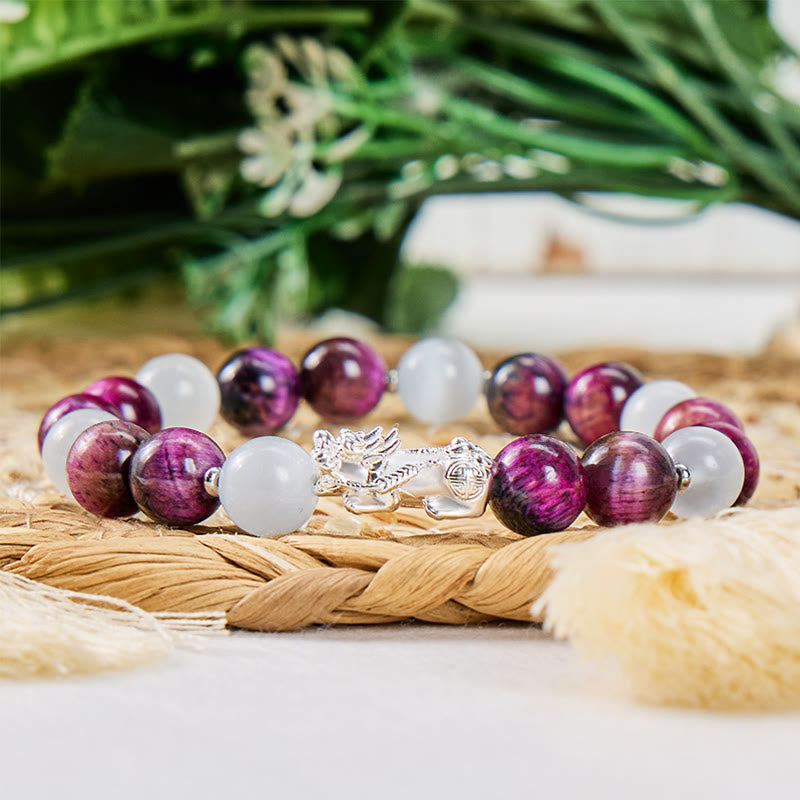 FuAttract Power Focus & Wealth Red Tiger's Eye Cat's Eye S999 Silver Pixiu Bracelet - image 2