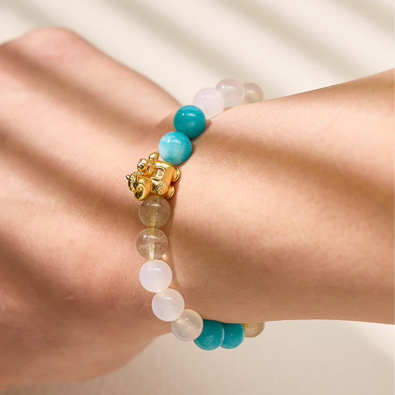 FuAttract Harmony Clarity & Intent White Agate Amazonite Golden Rutilated Quartz Bracelet - image 3