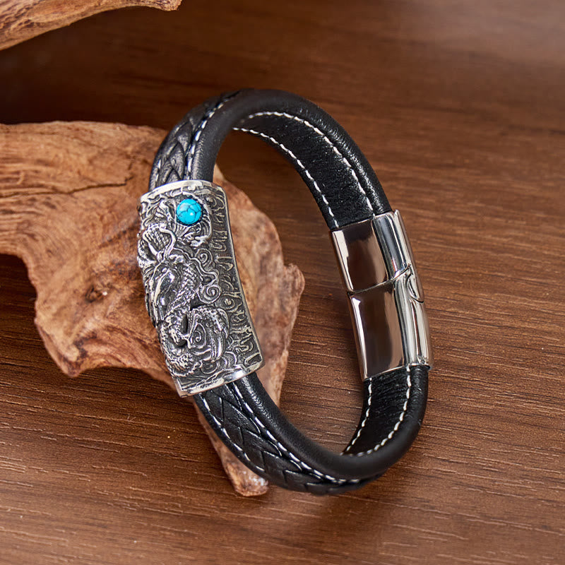 FuAttract Strength & Balance Chinese Zodiac Titanium Steel Leather Bracelet - image 1