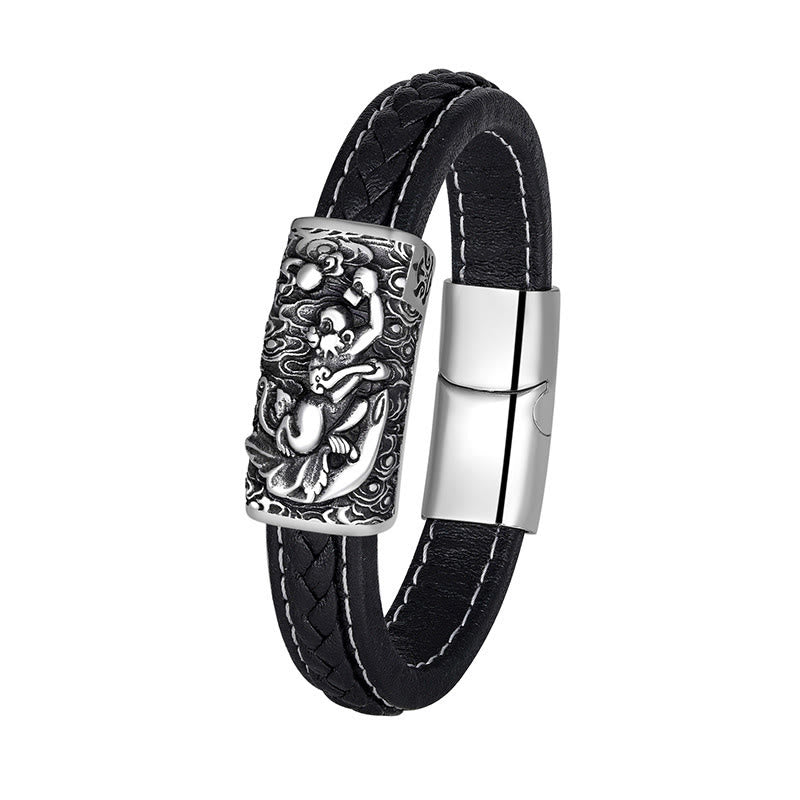 FuAttract Strength & Balance Chinese Zodiac Titanium Steel Leather Bracelet - Monkey - image 26