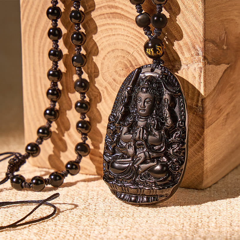 FuAttract Protection & Grounding Zodiac Bodhisattva Black Obsidian Necklace - image 2