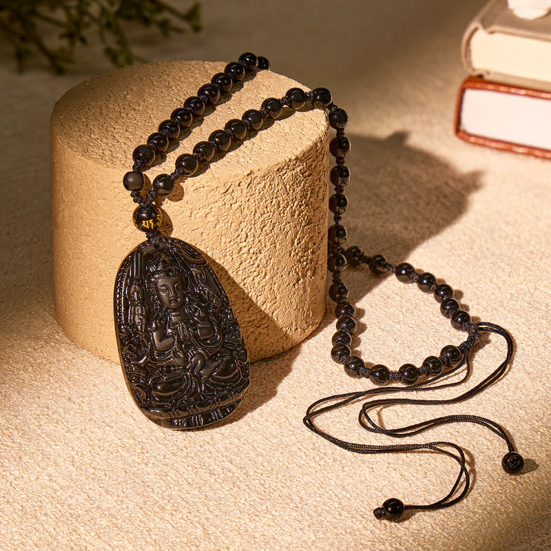FuAttract Protection & Grounding Zodiac Bodhisattva Black Obsidian Necklace - image 4