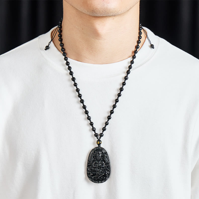FuAttract Protection & Grounding Zodiac Bodhisattva Black Obsidian Necklace - image 3