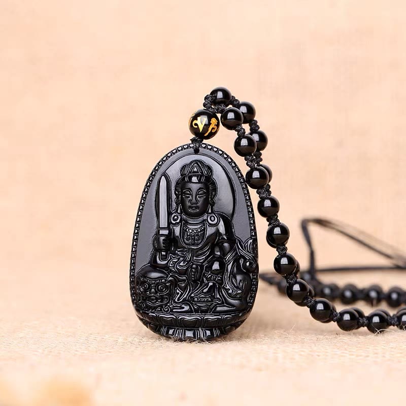 FuAttract Protection & Grounding Zodiac Bodhisattva Black Obsidian Necklace - Manjushri Bodhisattva – Rabbit - image 12