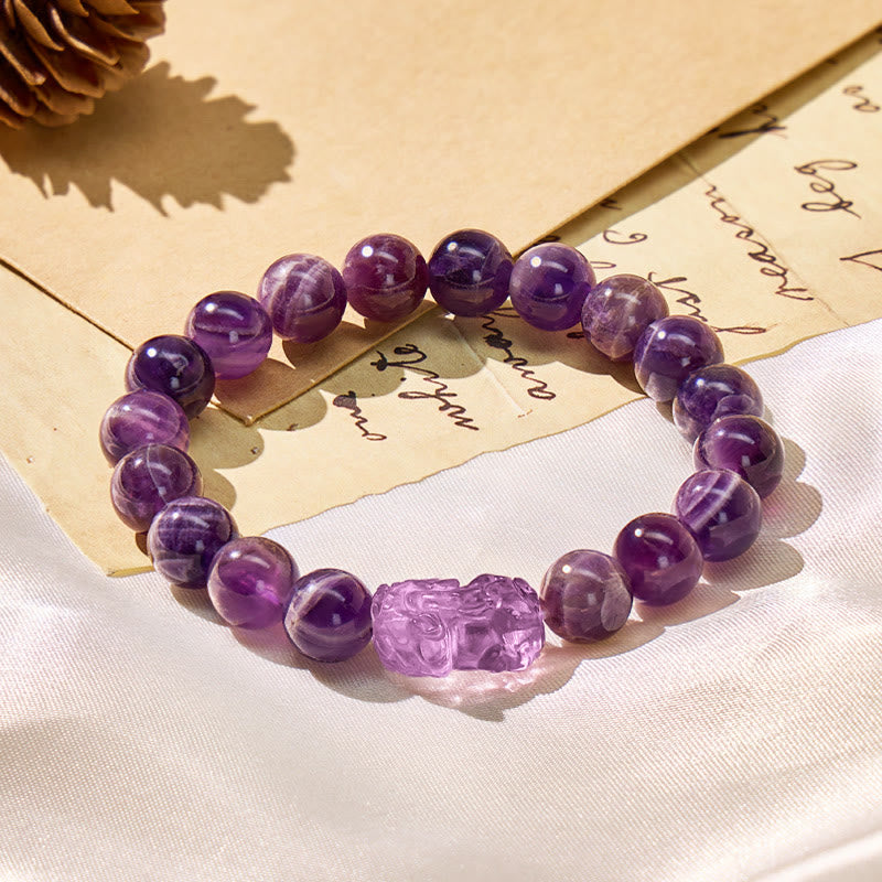 FuAttract Wealth Inner Peace Luck & Protection Amethyst Pixiu Bracelet - 10mm - image 0
